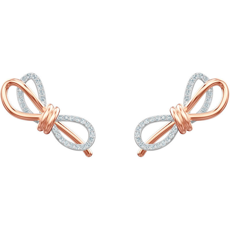 Jzora handmade two-tone bow alloy earrings