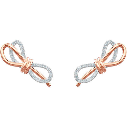 Jzora handmade two-tone bow alloy earrings