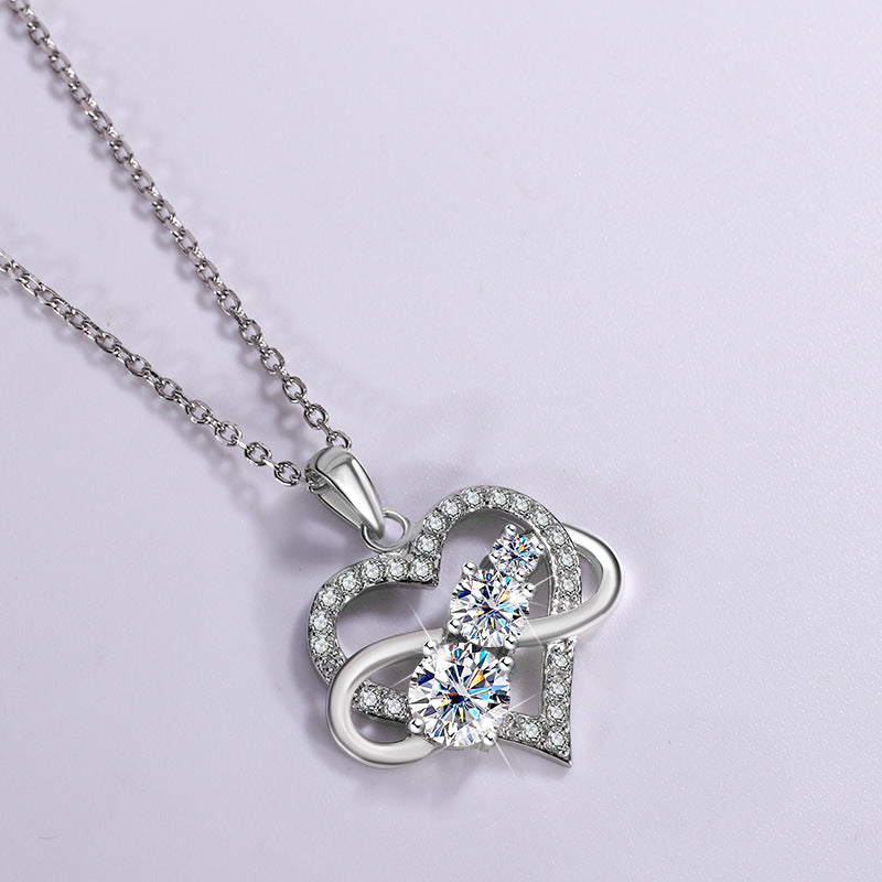 Jzora handmade 1.6ct heart shape moissanite sterling silver necklace