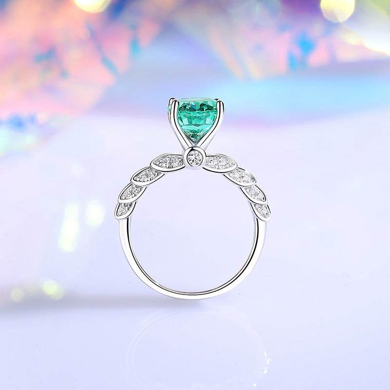 Jzora handmade oval cut Paraiba sterling silver ring