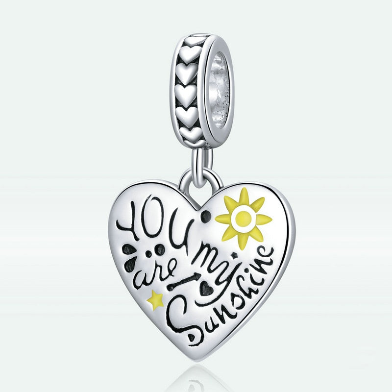 Jzora You Are My Sunshine Engraved Love Sterling Silver Charm