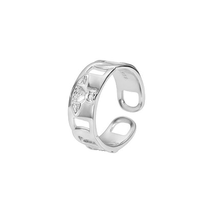 Jzora handmade wide openwork sterling silver adjustable ring