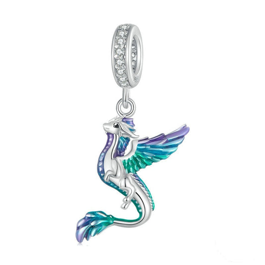 Jzora Mystic Colourful Gradient Animal Flying Dragon Sterling Silver Charm