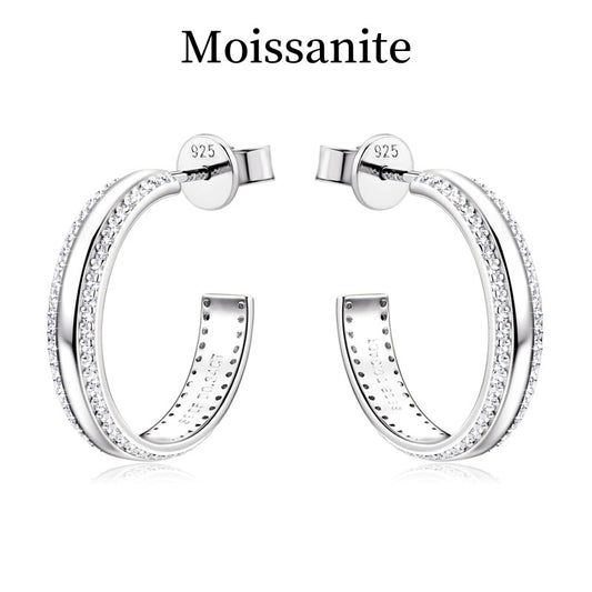 Jzora handmade fashion round calssic moissanite sterling silver earrings