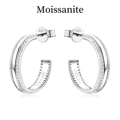 Jzora handmade fashion round calssic moissanite sterling silver earrings