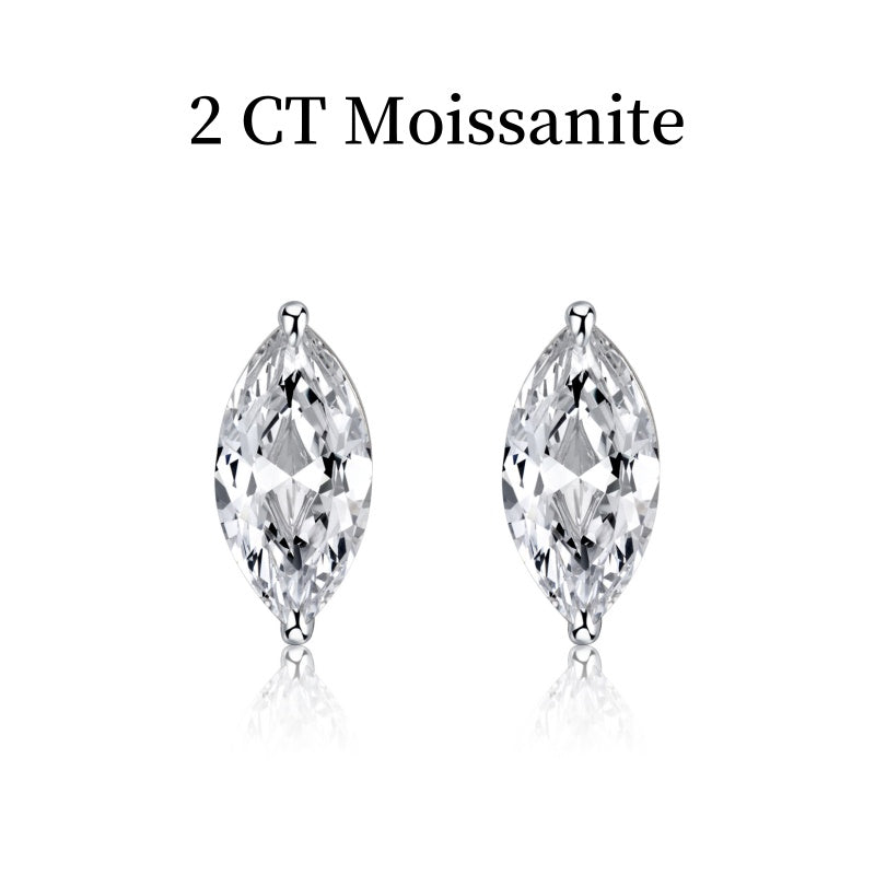 Jzora handmade 2ct marquise cut moissanite sterling silver earrings