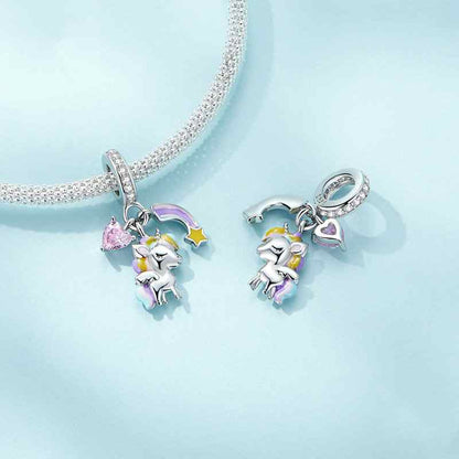 Jzora handmade rainbow unicorn sterling silver charms