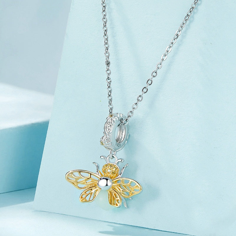 Jzora Luminous Gold Bee Animal Sterling Silver Charm