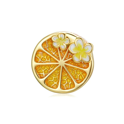 Jzora Summer Fresh Fruit Cherry Blossom Lemon Sterling Silver Charm