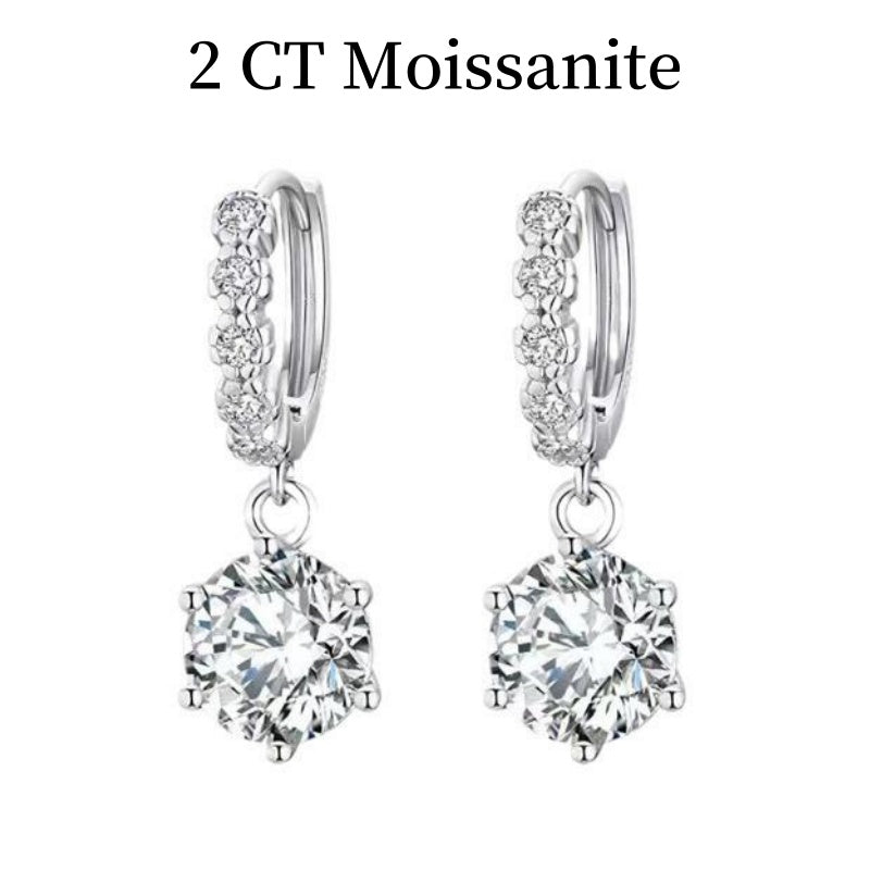 Jzora handmade 2ct round cut moissanite sterling silver earrings