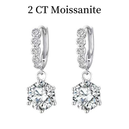 Jzora handmade 2ct round cut moissanite sterling silver earrings