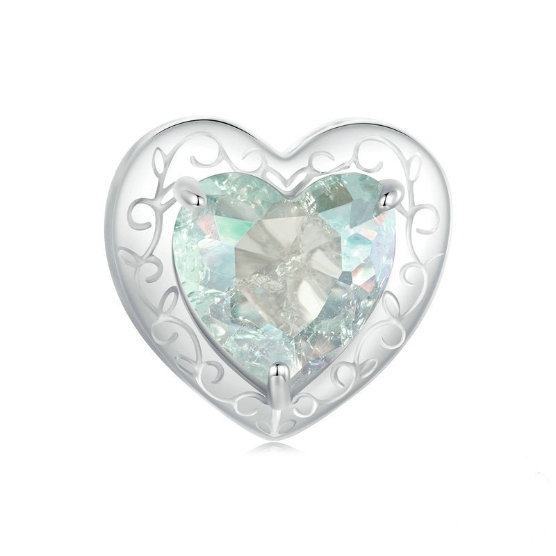 Jzora Fresh Green Heart Unicorn Sterling Silver Charm