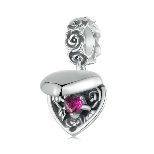 Jzora Romantic Rose Proposal Box Sterling Silver Charm