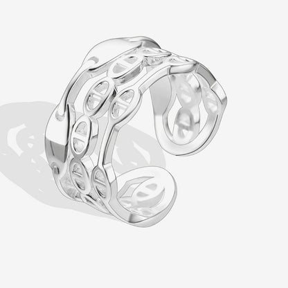 Jzora handmade personalized design chain sterling silver adjustable ring