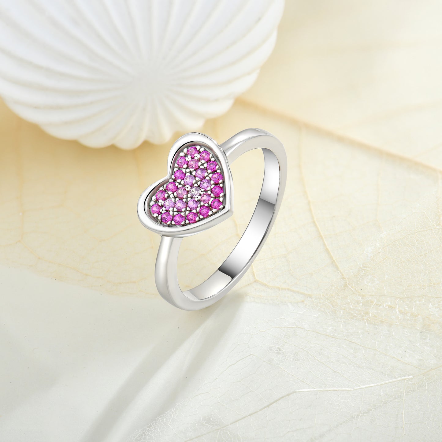 Jzora handmade ruby heart shape sterling silver ring