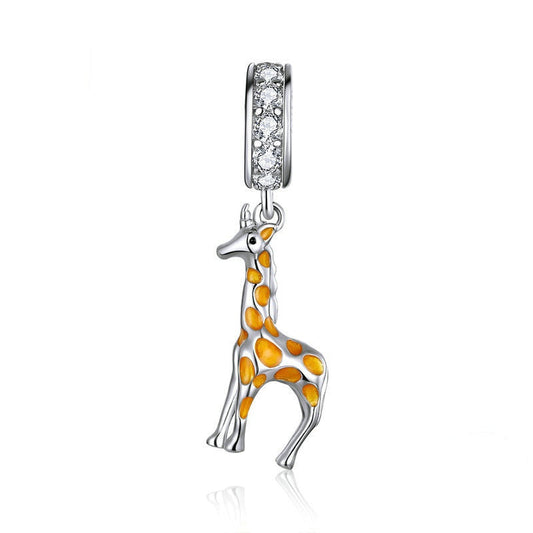 Jzora Cute Animal Spotted Giraffe Sterling Silver Charm