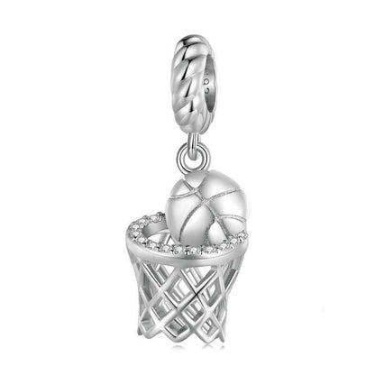 Jzora White Basketball Sterling Silver Charm