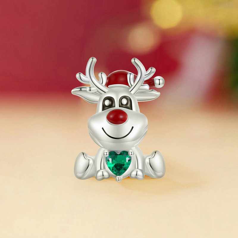 Jzora Handmade Christmas Moose Sterling Silver Charms