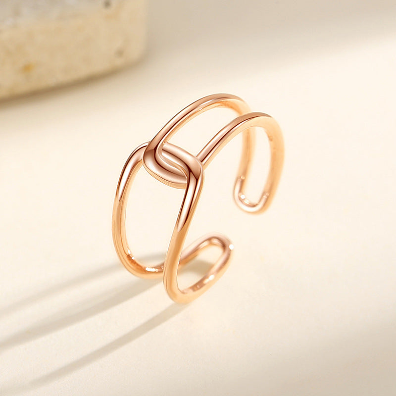 Jzora handmade intertwined design sterling silver adjustable ring