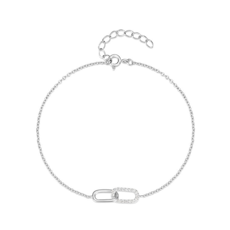 Jzora handmade crossed double clasp tennis sterling silver bracelet