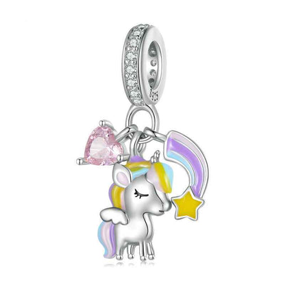 Jzora handmade rainbow unicorn sterling silver charms