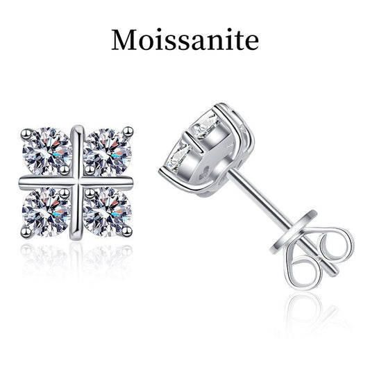 Jzora handmade round cut moissanite crossover  sterling silver earrings