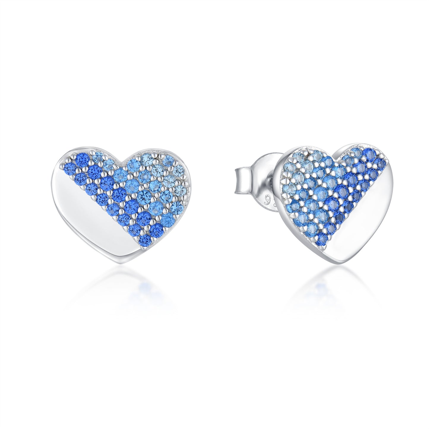 Jzora handmade sapphire heart shape sterling silver earrings