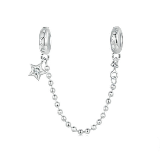 Jzora Lucky Star Locator Chain Sterling Silver Charm Accessories