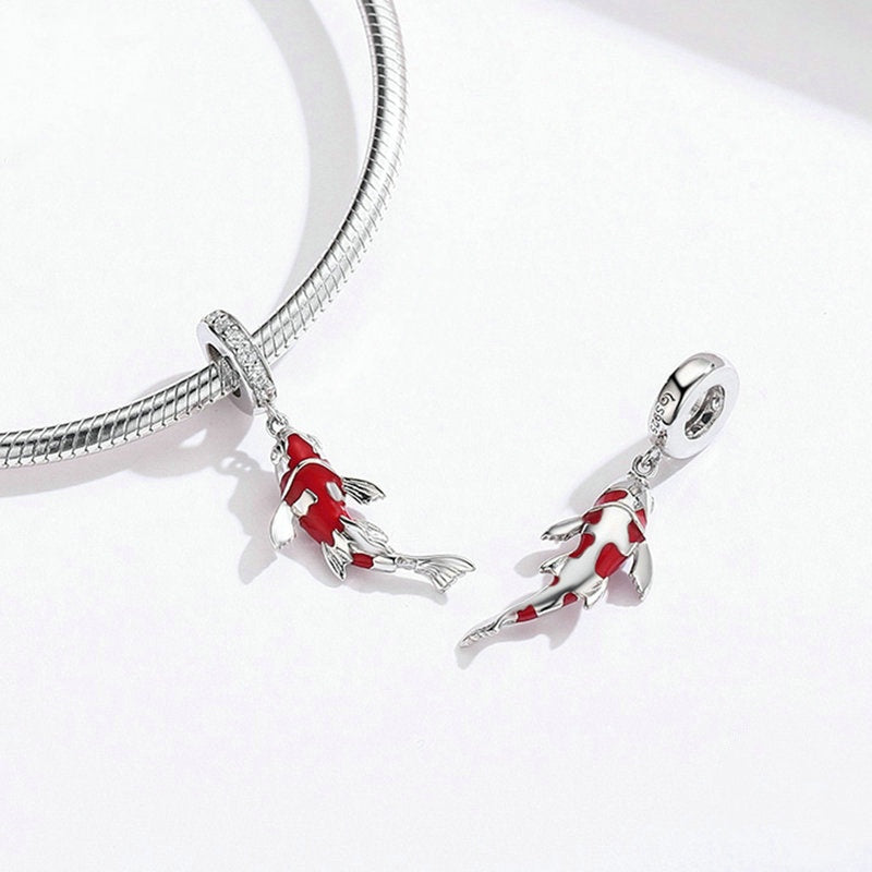 Jzora New Year Red Lucky Koi Sterling Silver Charm