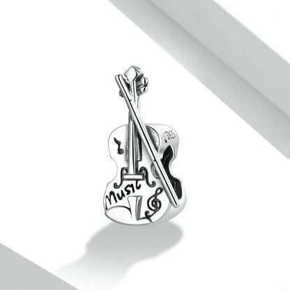 Jzora Elegant Vintage Violin Sterling Silver Charm