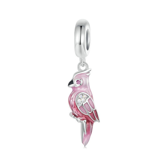 Jzora Delicate Animal Pink Parrot Sterling Silver Charm