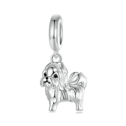 Jzora handmade cute shih tzu pet sterling silver charm