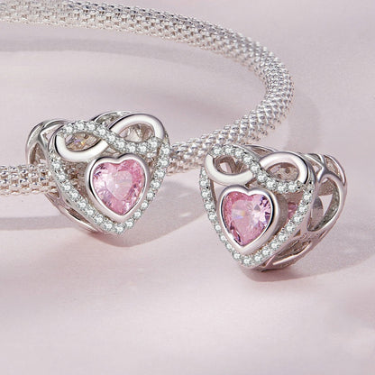 Jzora Pink Eternal Heart Sterling Silver Charm