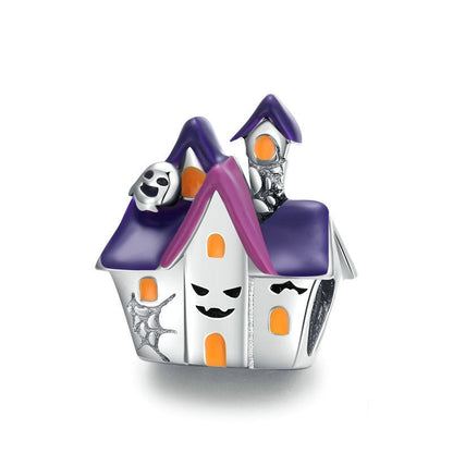 Jzora Purple Halloween Magic Hut Haunted House Sterling Silver Charm