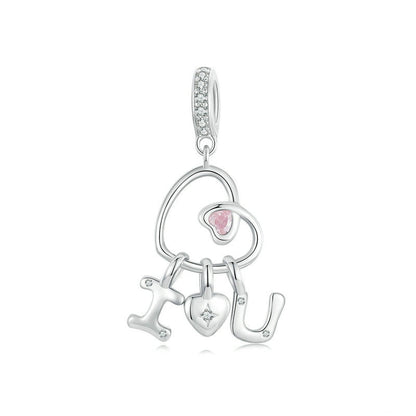 Jzora Valentine's Day Romantic Heart I Love You Sterling Silver Charm