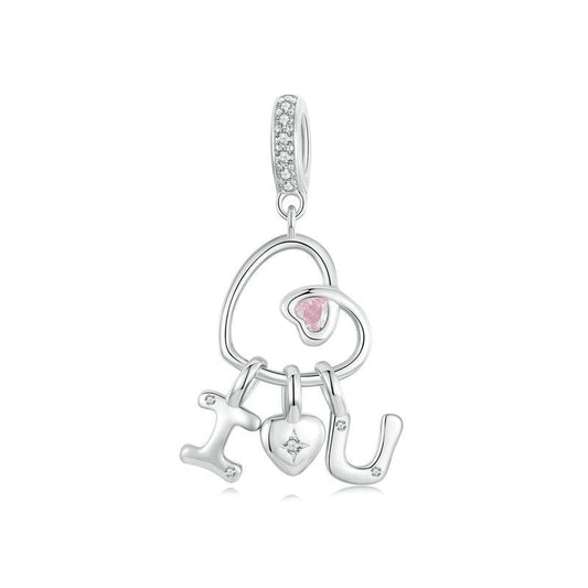 Jzora Valentine's Day Romantic Heart I Love You Sterling Silver Charm