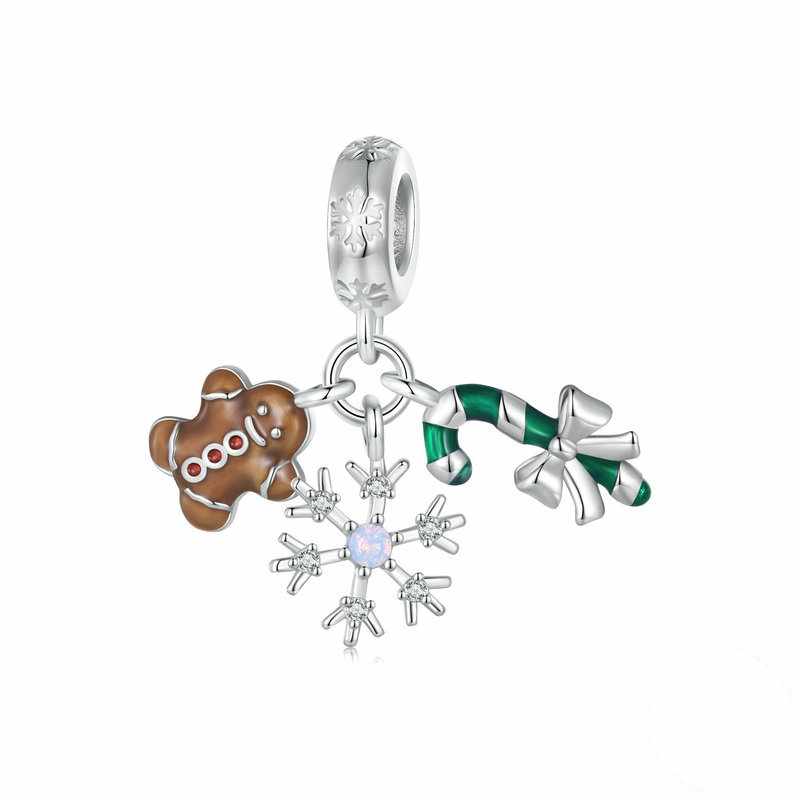 Jzora Handmade Snowflake Christmas Gingerbread Man Charms