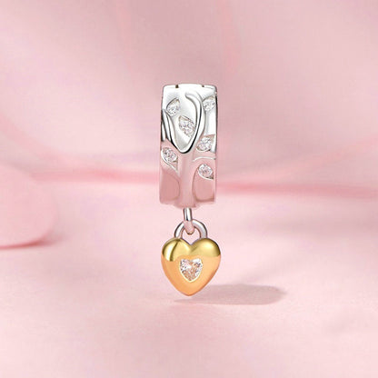 Jzora Yellow Simple Heart Tree of Life Sterling Silver Charm