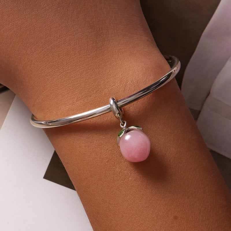 Jzora Pink Peach Fruit Sterling Silver Charm