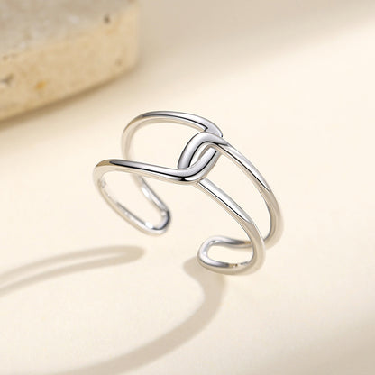 Jzora handmade intertwined design sterling silver adjustable ring