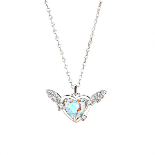 Jzora handmade colorful Cupid's heart sterling silver necklace