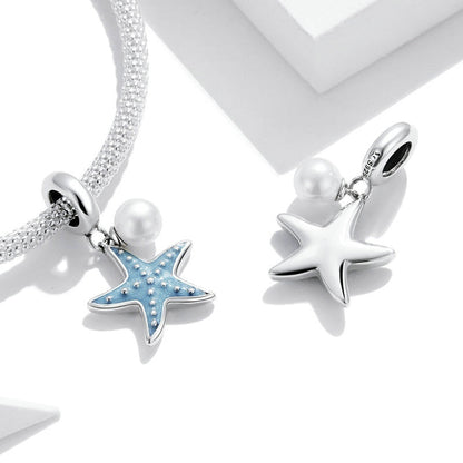 Jzora Summer Blue Starfish Pearl Sterling Silver Charm