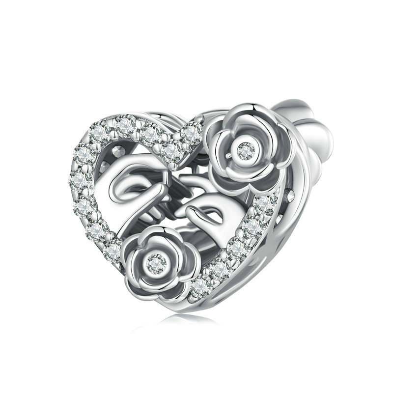 Jzora Love Roses Romantic Proposal Hollow Sterling Silver Charm