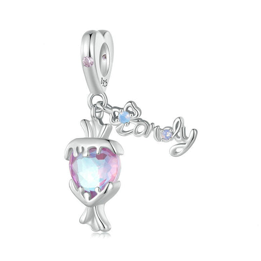 Jzora  Sweet Cool Dreams Pink Heart Candy Sterling Silver Charm