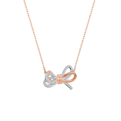 Jzora handmade rose gold bow alloy necklace