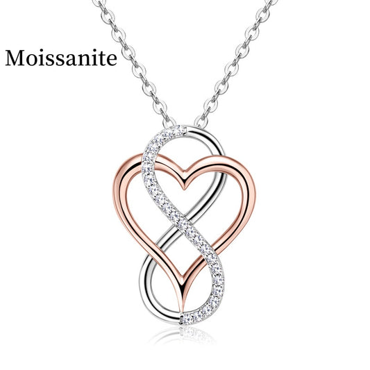 Jzora handmade stylish heart moissanite sterling silver necklace