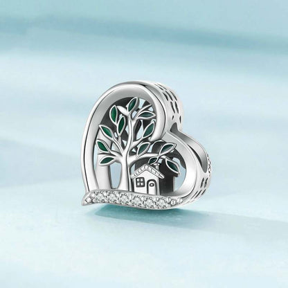 Jzora Heart Shaped Family Tree Sterling Silver Charm