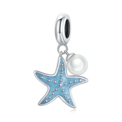 Jzora Summer Blue Starfish Pearl Sterling Silver Charm