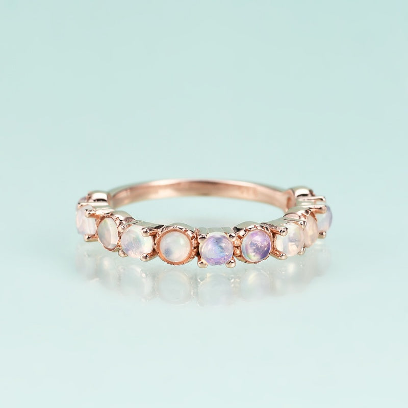 Jzora handmade rose gold luxury Opal sterling silver ring