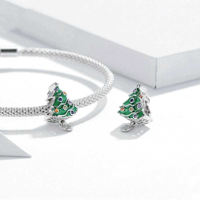 Jzora Handmade Colourful Christmas Tree Sterling Silver Charms